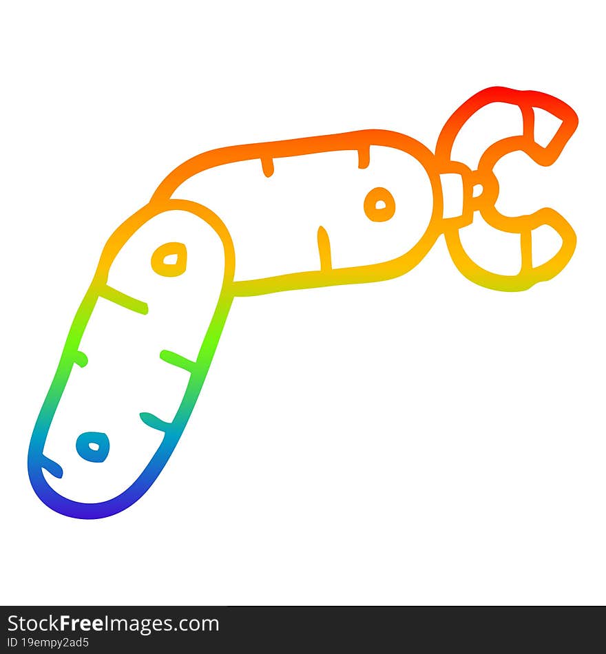 rainbow gradient line drawing cartoon robot arm