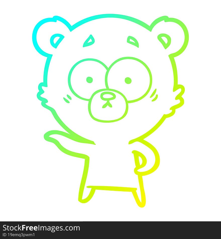 cold gradient line drawing anxious bear cartoon