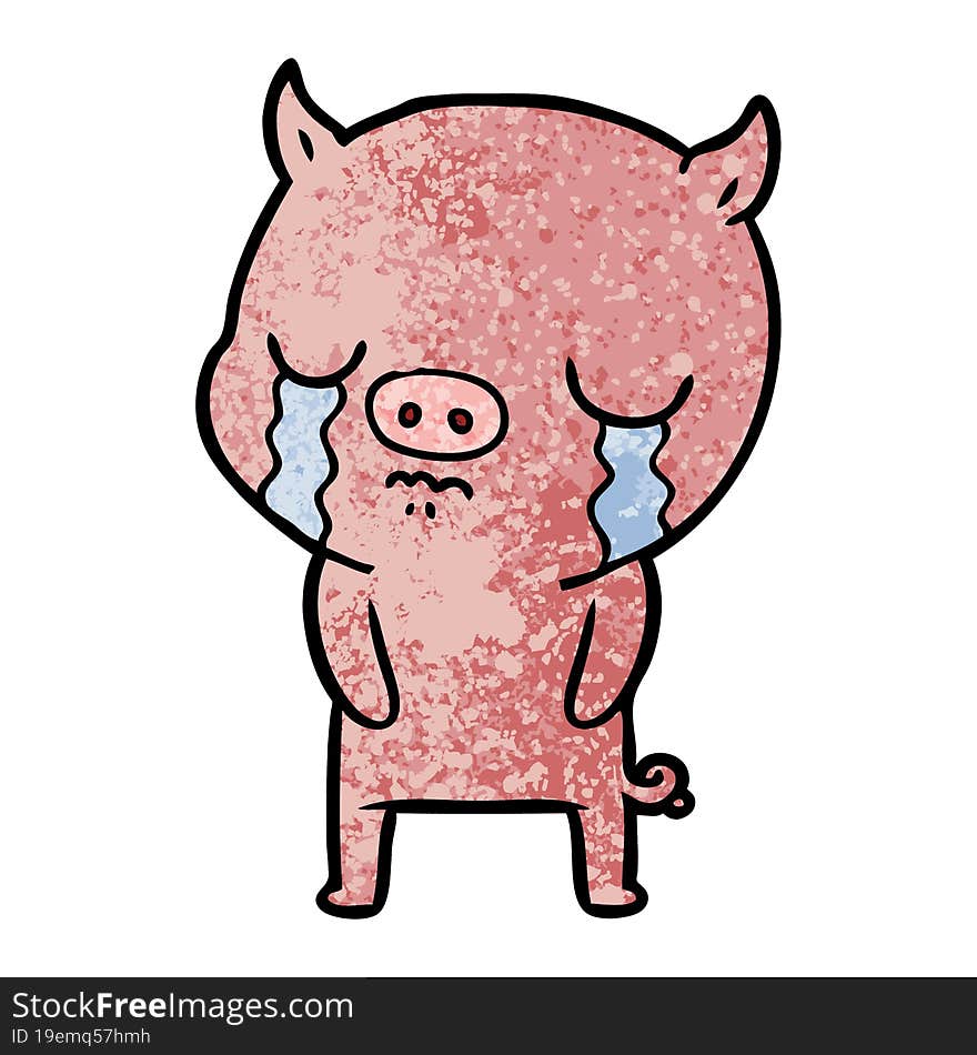 cartoon pig crying. cartoon pig crying