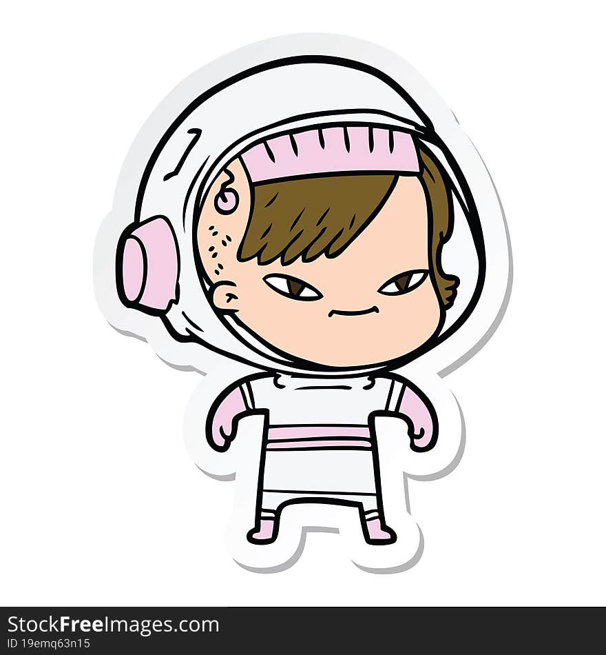 sticker of a cartoon astronaut woman