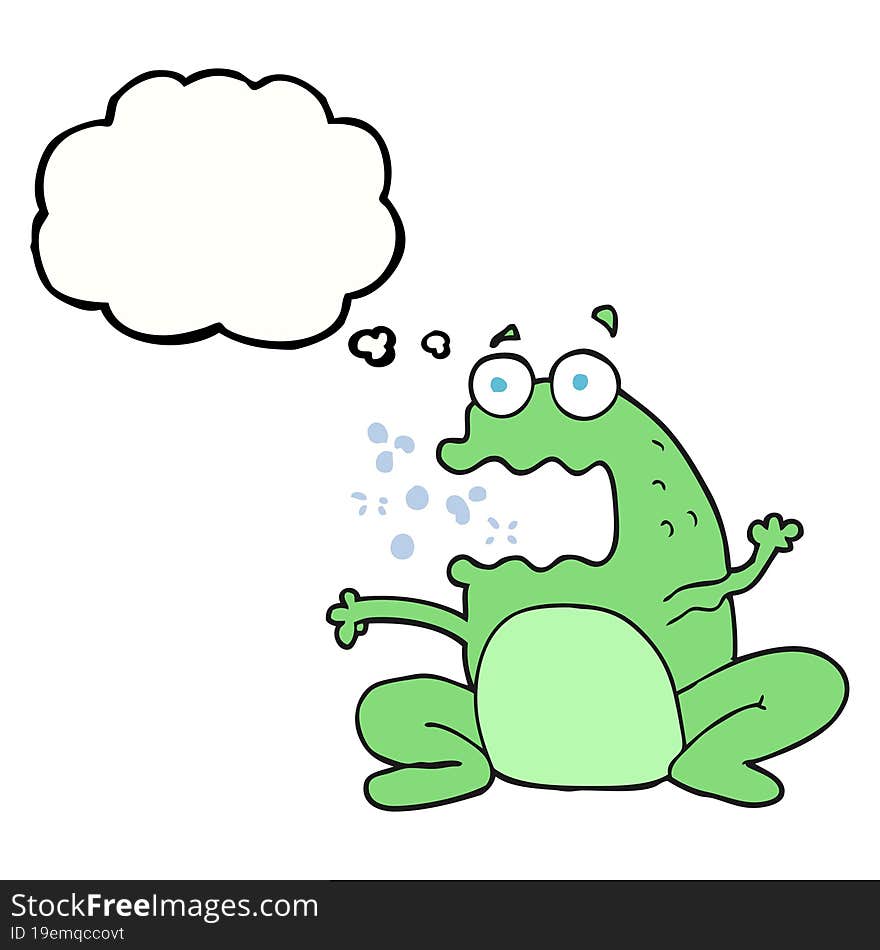 thought bubble cartoon burping frog