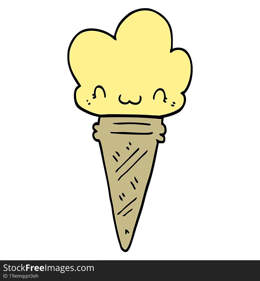 cartoon ice cream with face