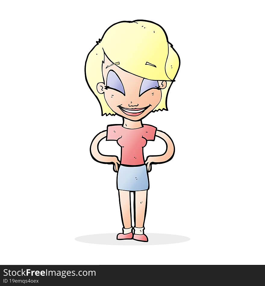 Cartoon Woman With Hands On Hips