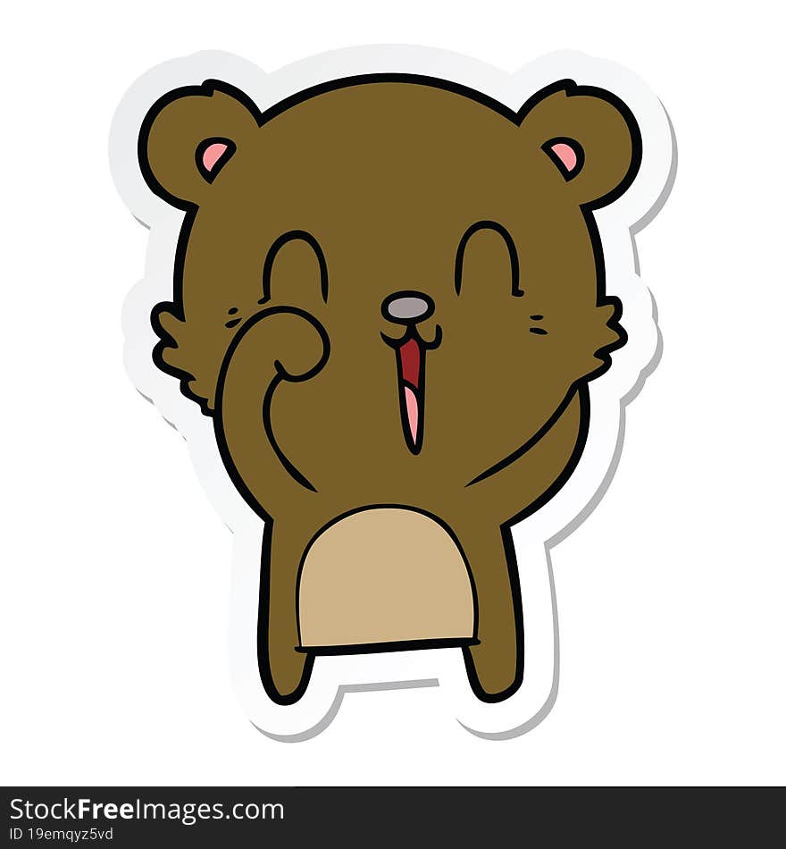 sticker of a happy cartoon bear