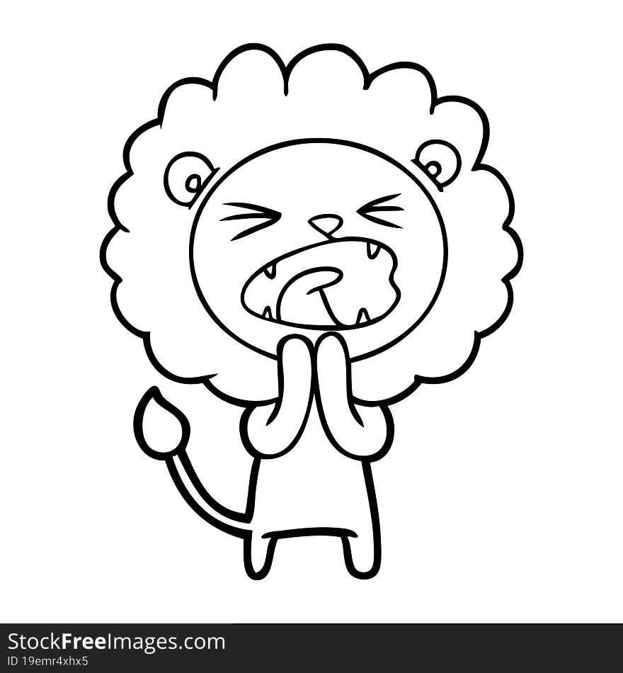 cartoon lion praying. cartoon lion praying