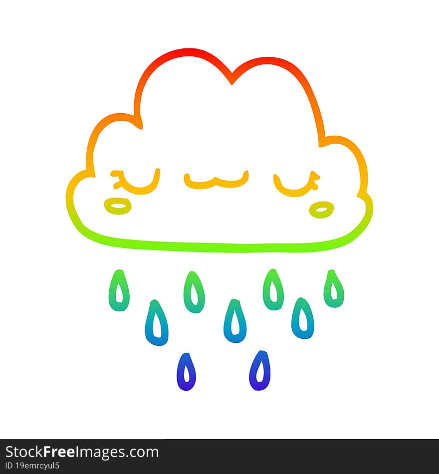 rainbow gradient line drawing of a cartoon storm cloud