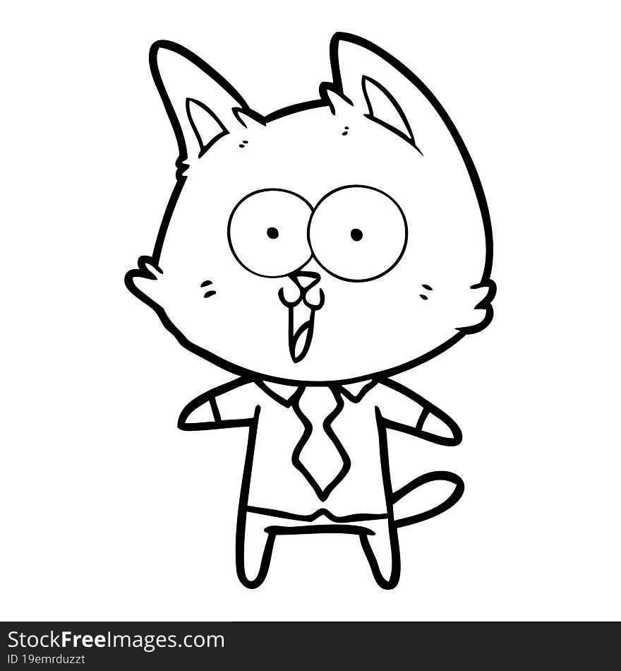 funny cartoon cat wearing shirt and tie. funny cartoon cat wearing shirt and tie