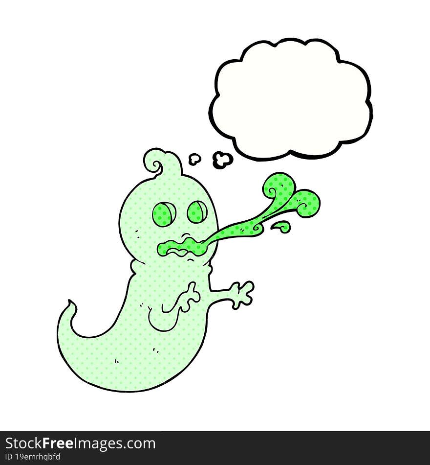 freehand drawn thought bubble cartoon slimy ghost