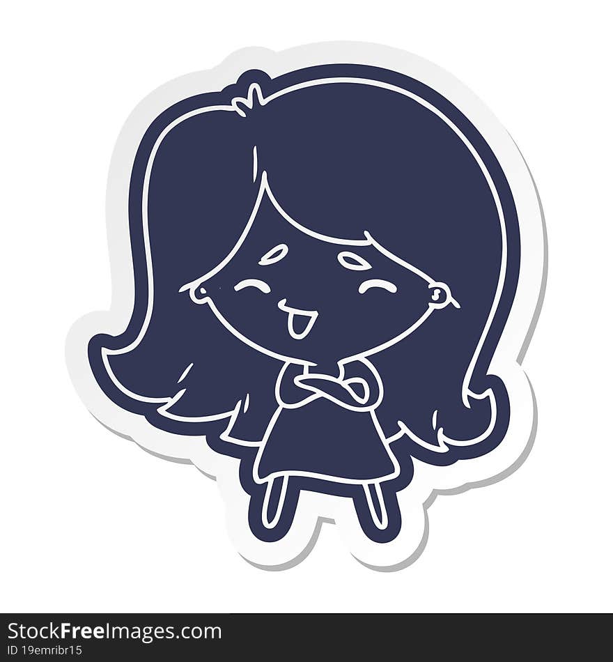 Cartoon Sticker Of A Cute Kawaii Girl