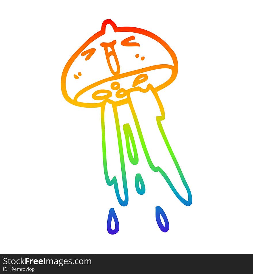 rainbow gradient line drawing cartoon squirting lemon