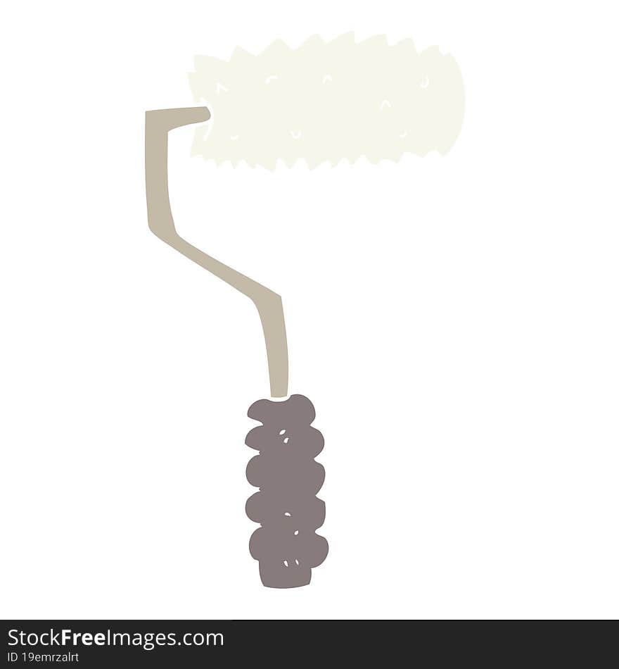 flat color illustration of a cartoon paint roller