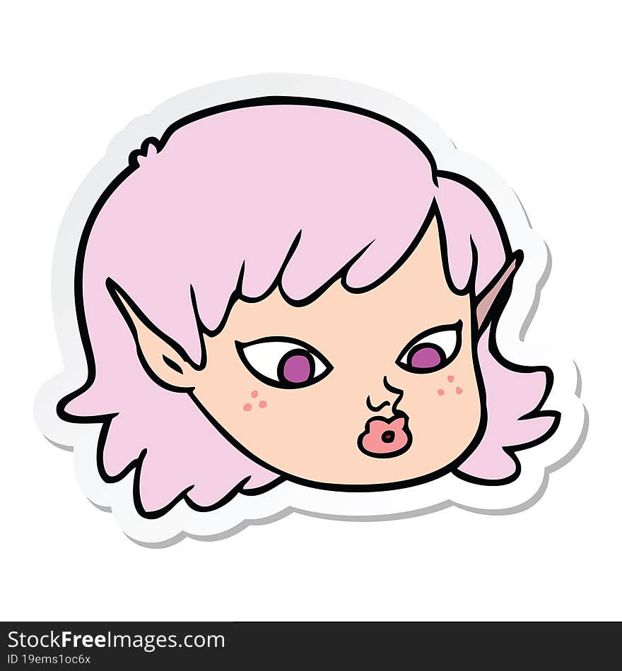 sticker of a cartoon elf girl