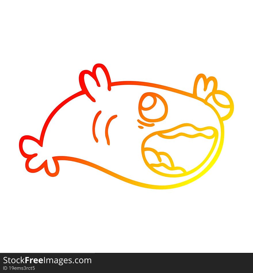 Warm Gradient Line Drawing Cartoon Fish