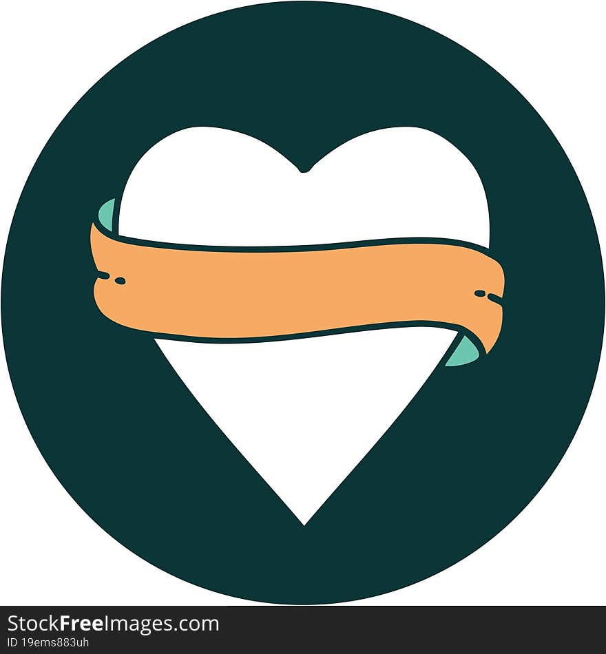 Tattoo Style Icon Of A Heart And Banner