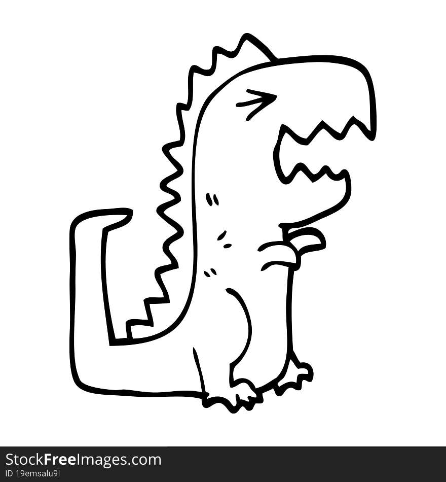 Line Drawing Cartoon Roaring T Rex