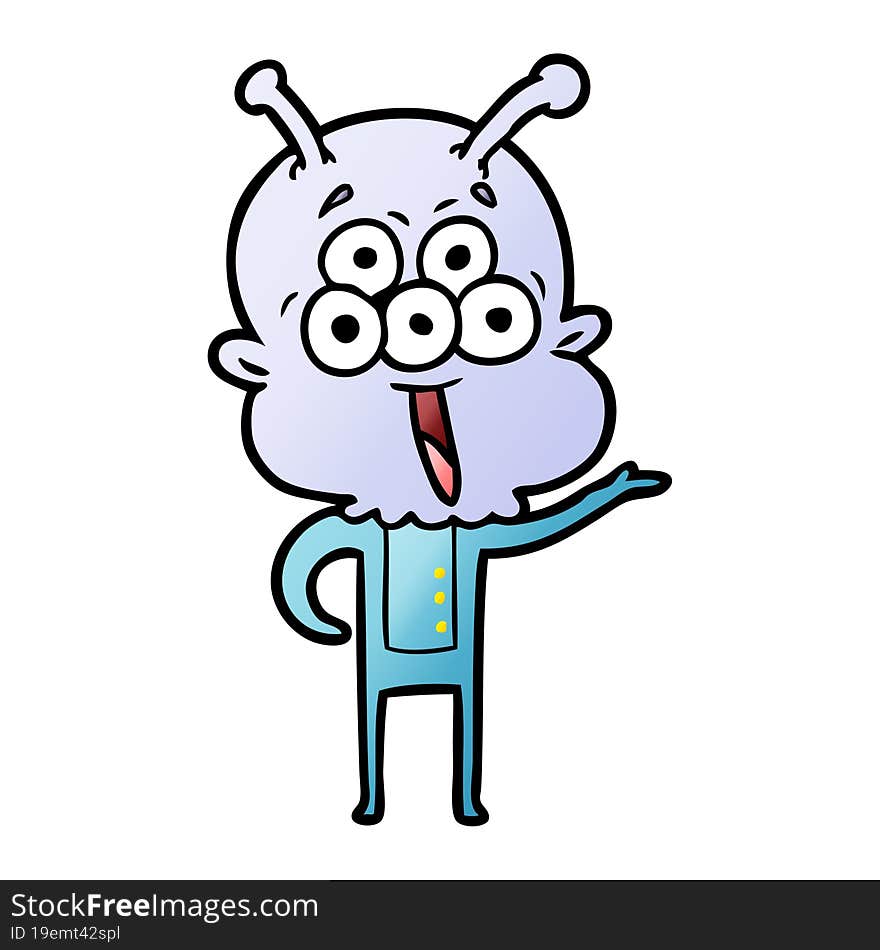 happy cartoon alien greeting. happy cartoon alien greeting