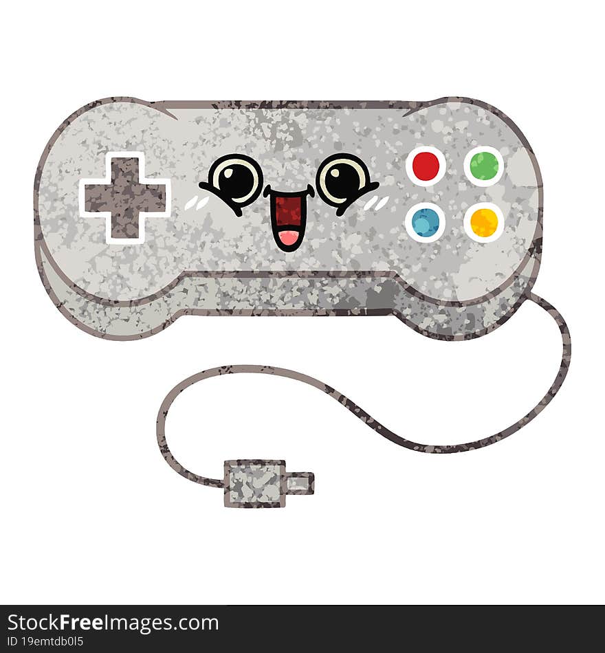 retro illustration style cartoon game controller