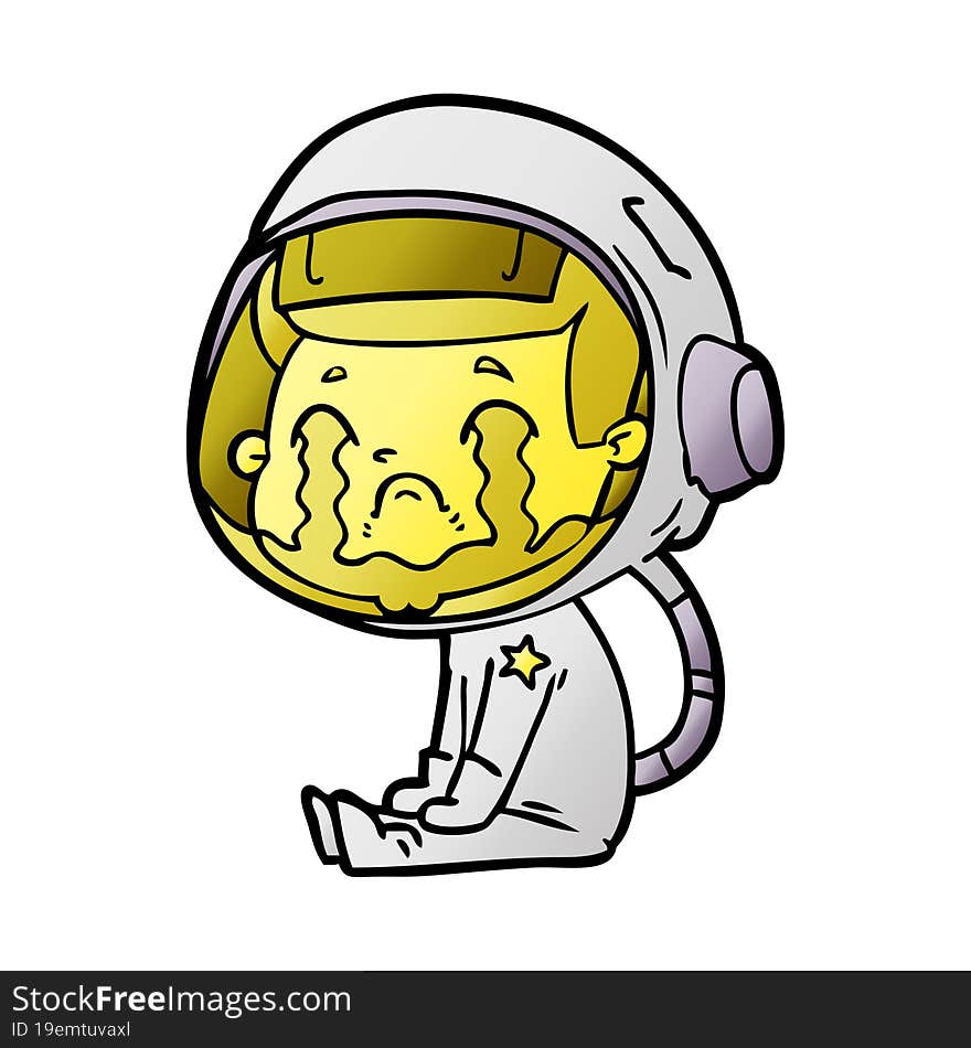 cartoon crying astronaut. cartoon crying astronaut