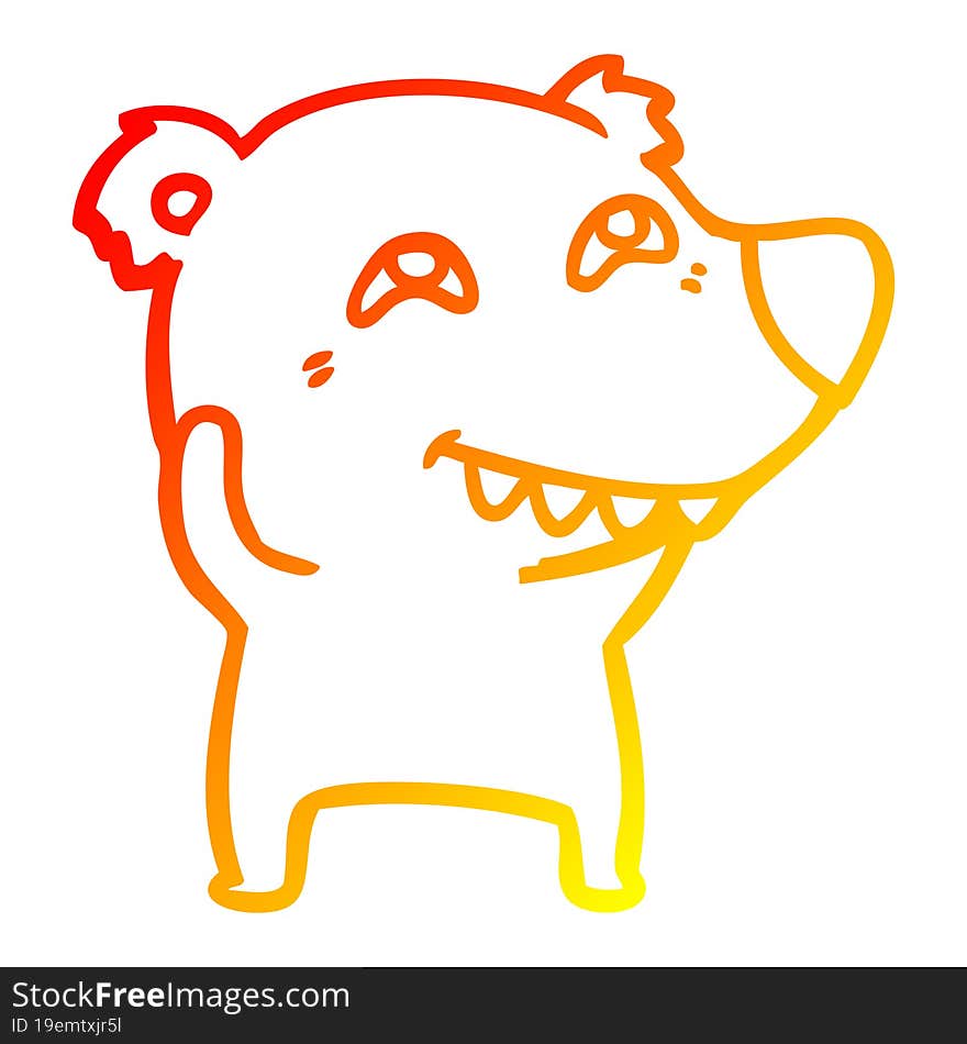 warm gradient line drawing cartoon bear showing teeth