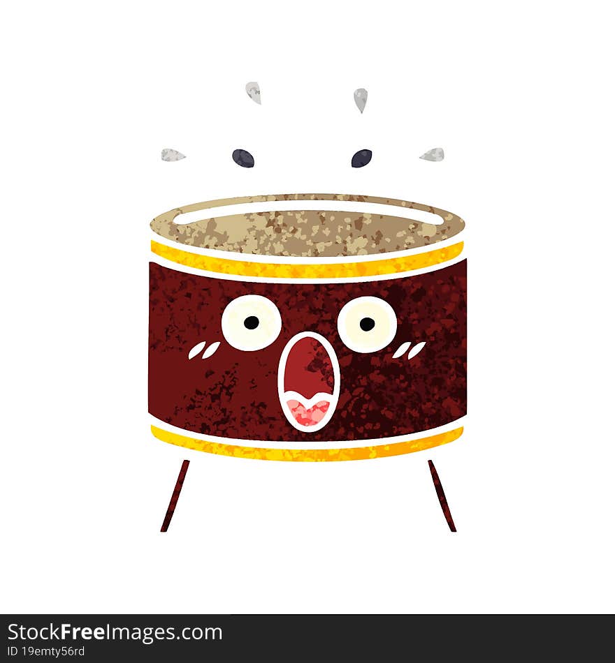 retro illustration style cartoon drum