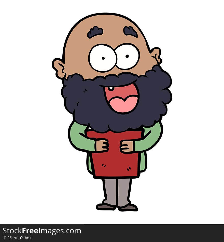 cartoon crazy happy man with beard and book. cartoon crazy happy man with beard and book