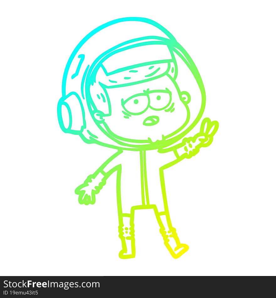 cold gradient line drawing cartoon tired astronaut