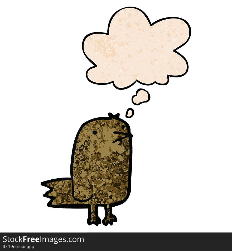 cartoon bird with thought bubble in grunge texture style. cartoon bird with thought bubble in grunge texture style