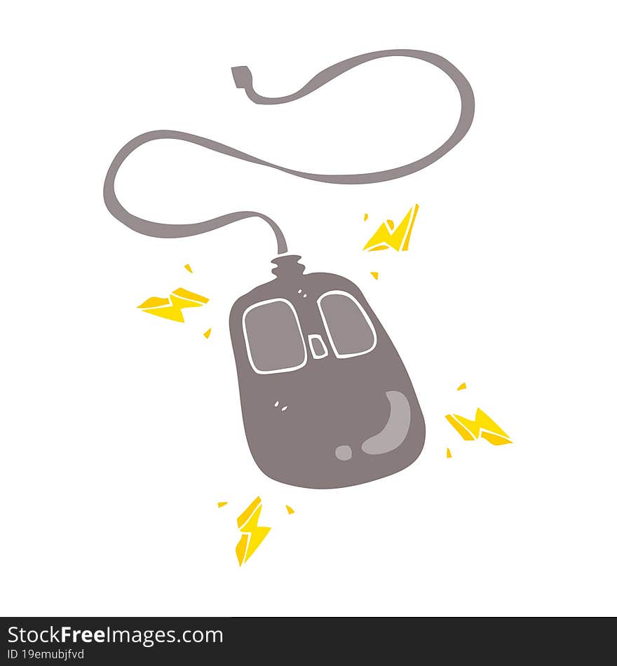 flat color illustration of a cartoon computer mouse