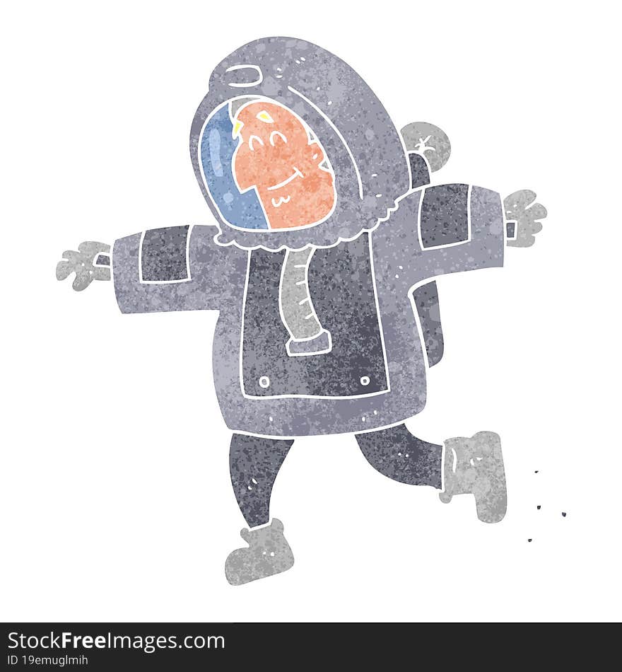 freehand retro cartoon astronaut