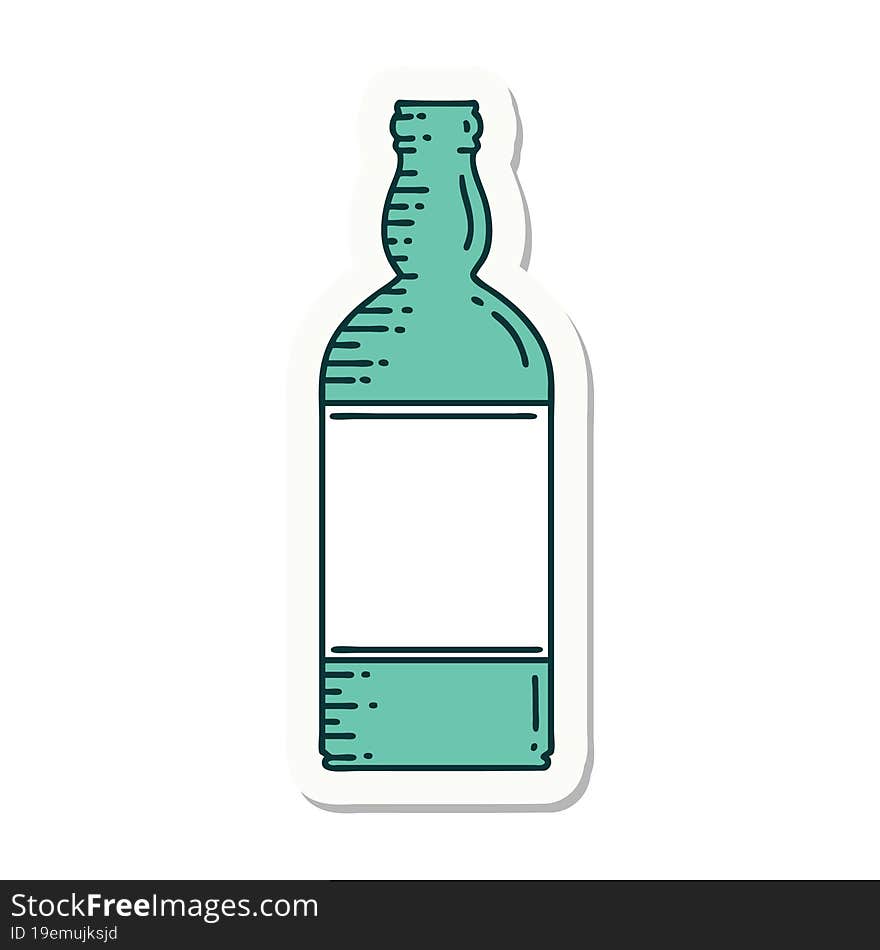 sticker of tattoo in traditional style of a bottle. sticker of tattoo in traditional style of a bottle