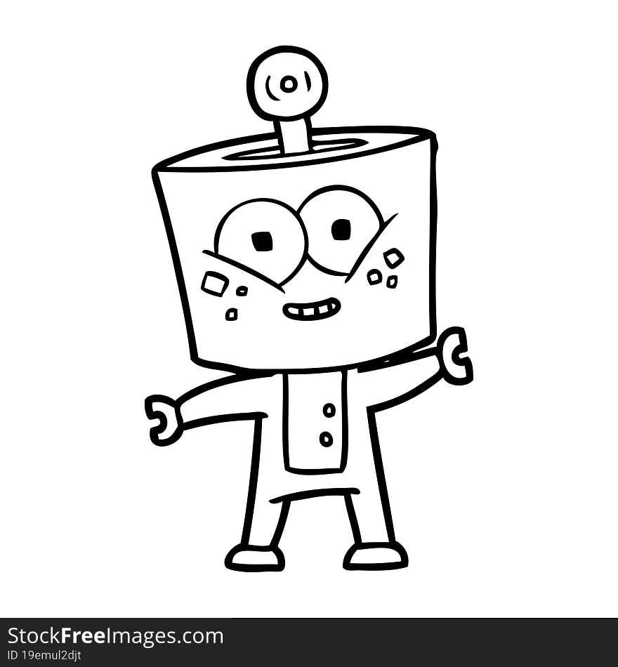 happy cartoon robot. happy cartoon robot