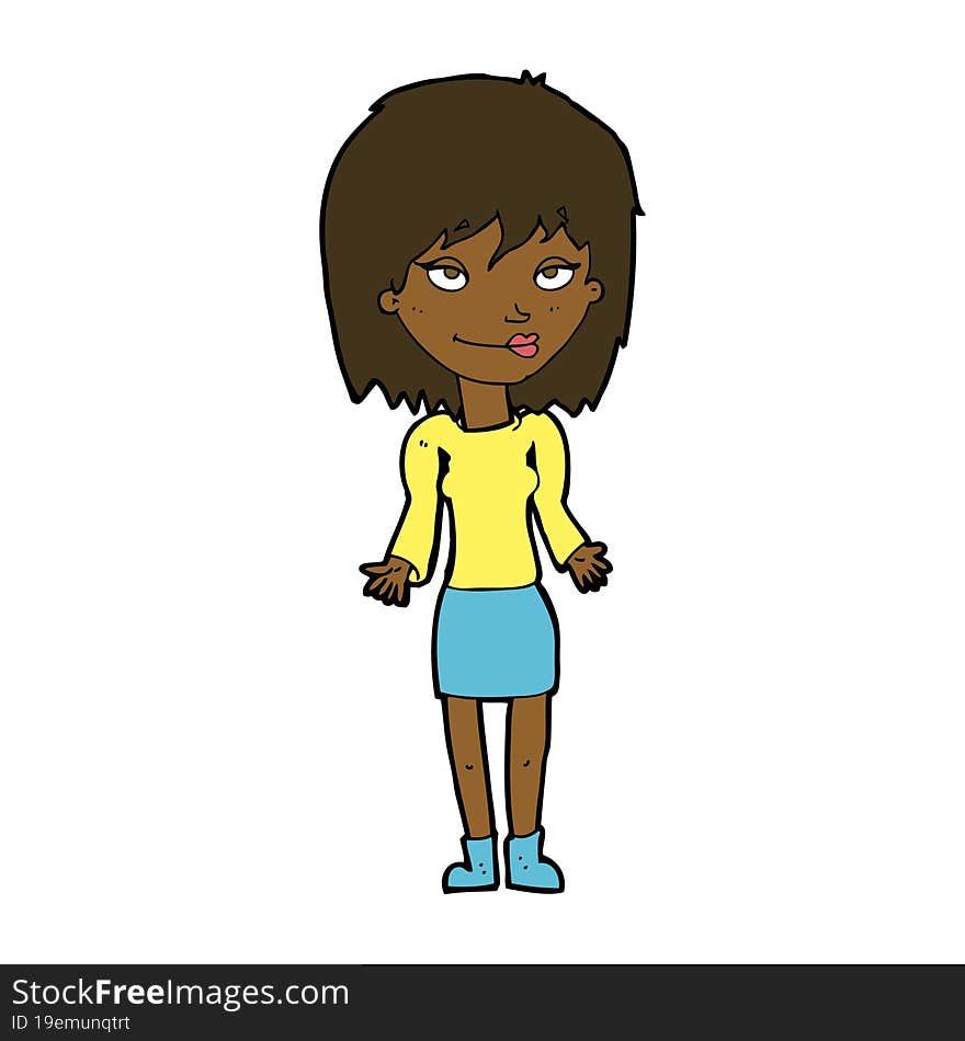 cartoon woman shrugging shoulders