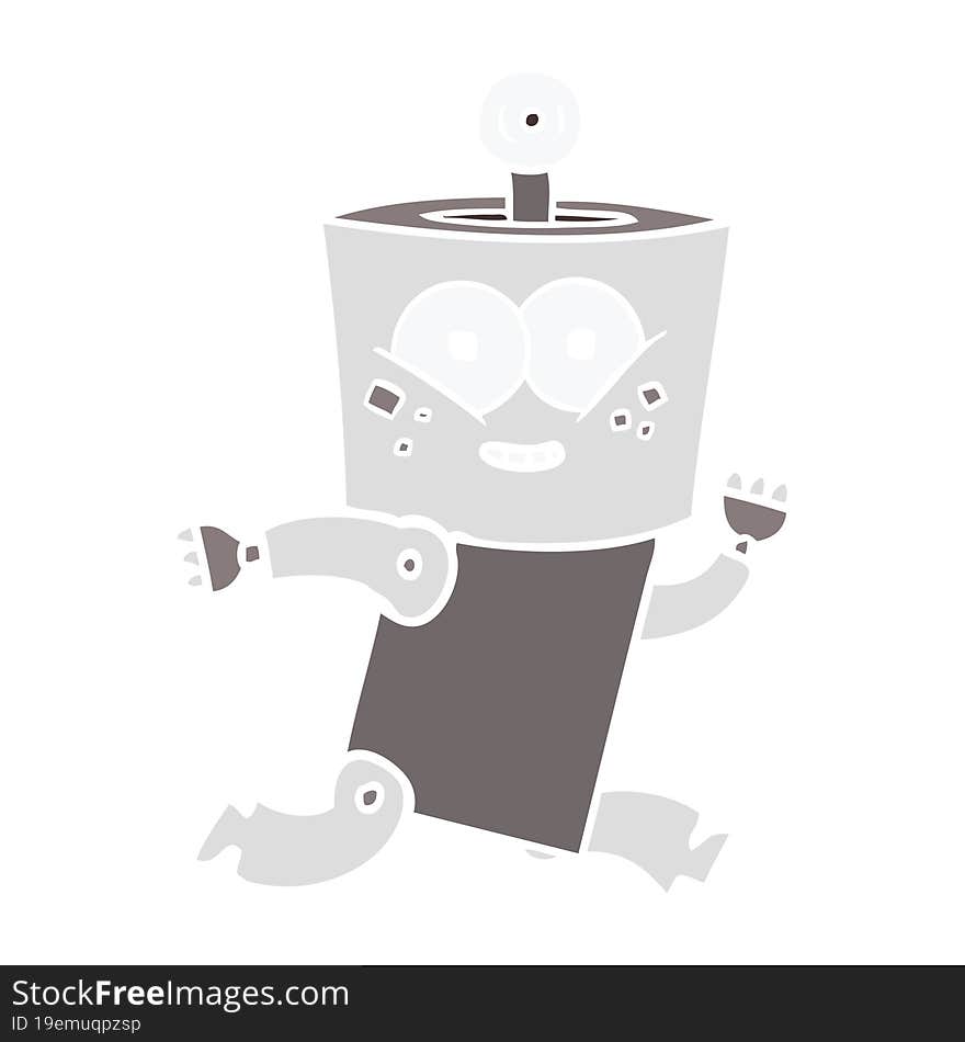 happy flat color style cartoon robot