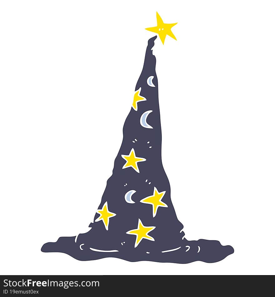 flat color illustration of wizard hat. flat color illustration of wizard hat