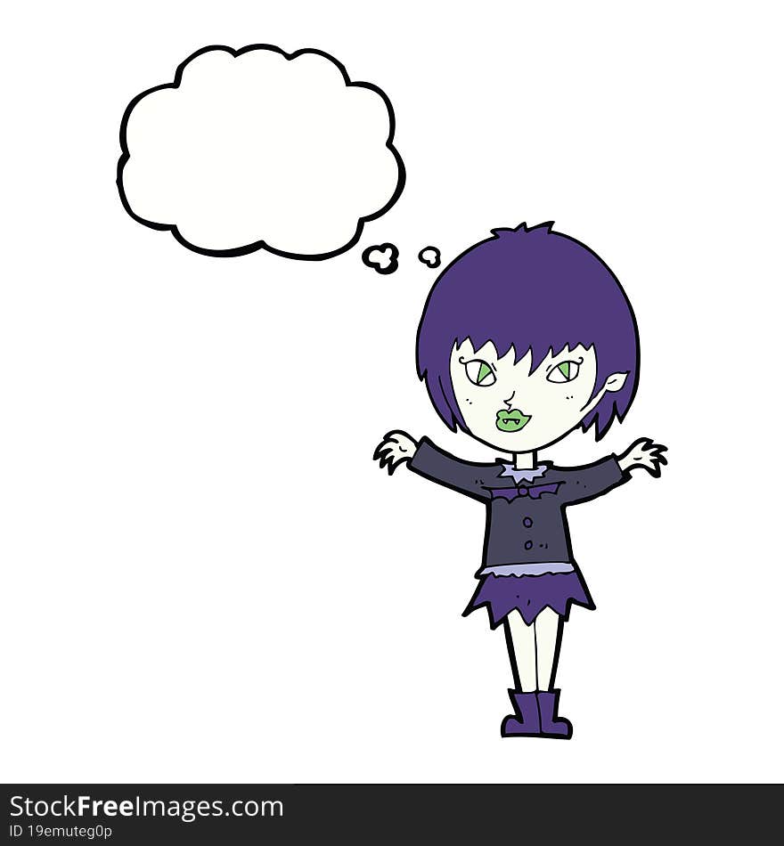 Cartoon Vampire Girl With Thought Bubble