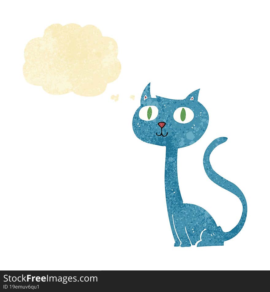 cartoon cat with thought bubble