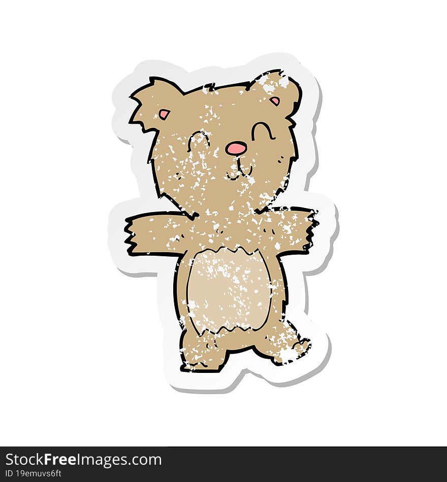 retro distressed sticker of a cartoon cute teddy bear