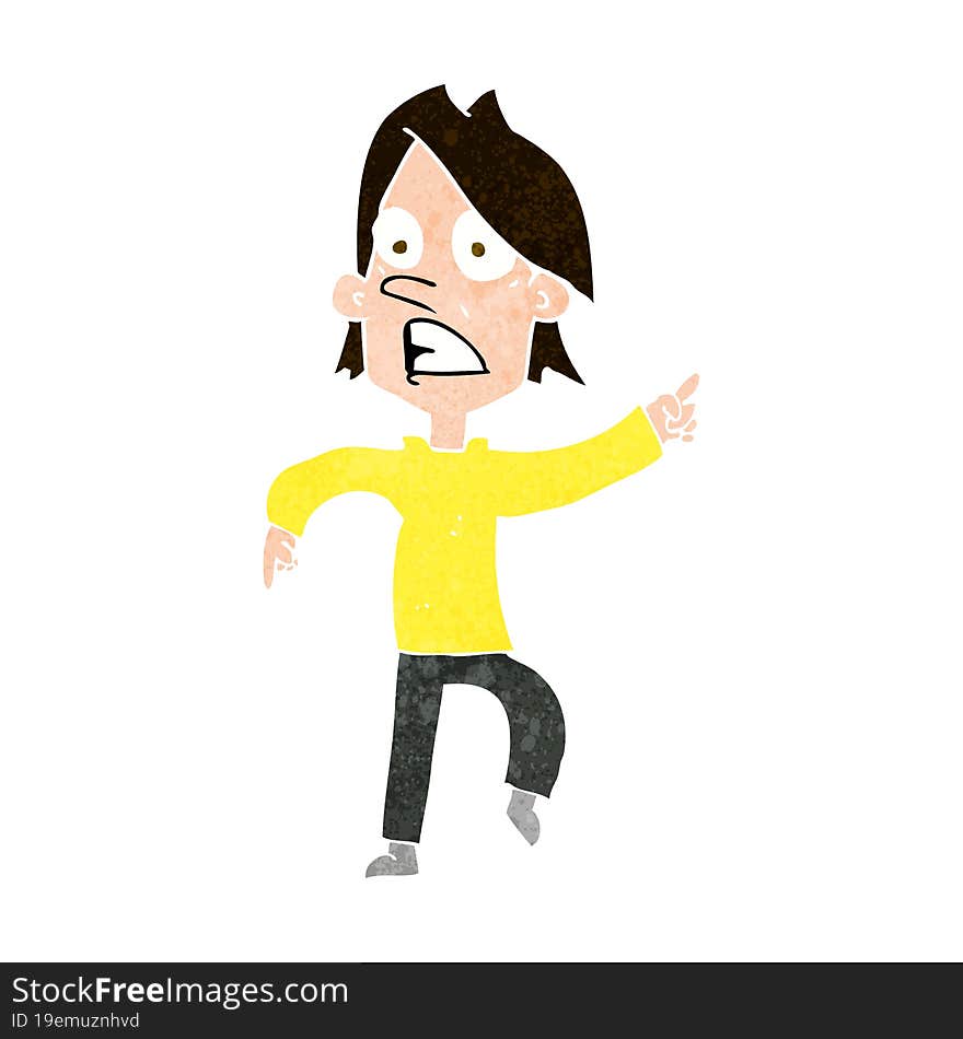 Cartoon Worried Man Pointing