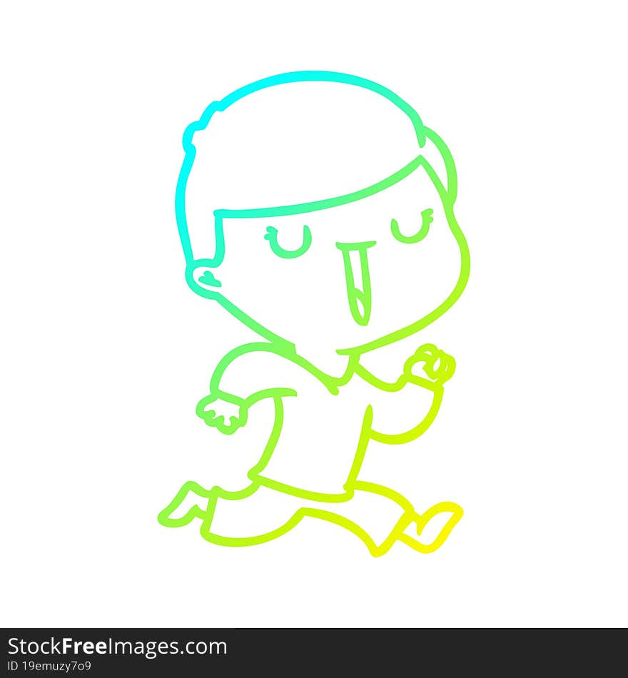 cold gradient line drawing cartoon happy boy