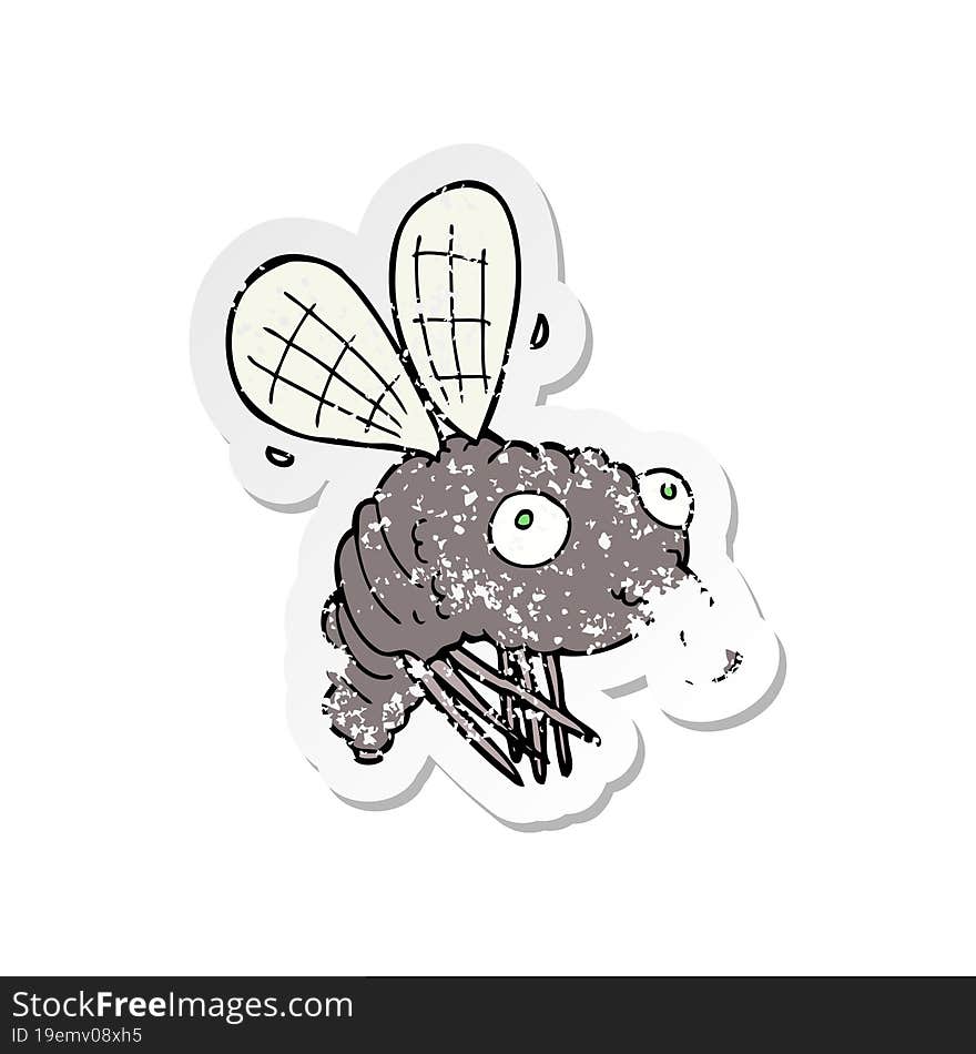 retro distressed sticker of a cartoon fly