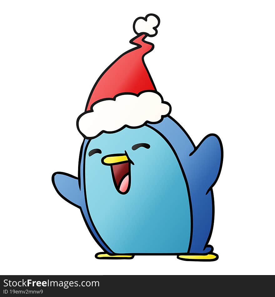 christmas gradient cartoon of kawaii penguin