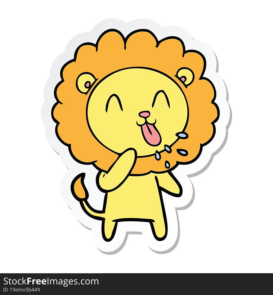 sticker of a happy cartoon lion