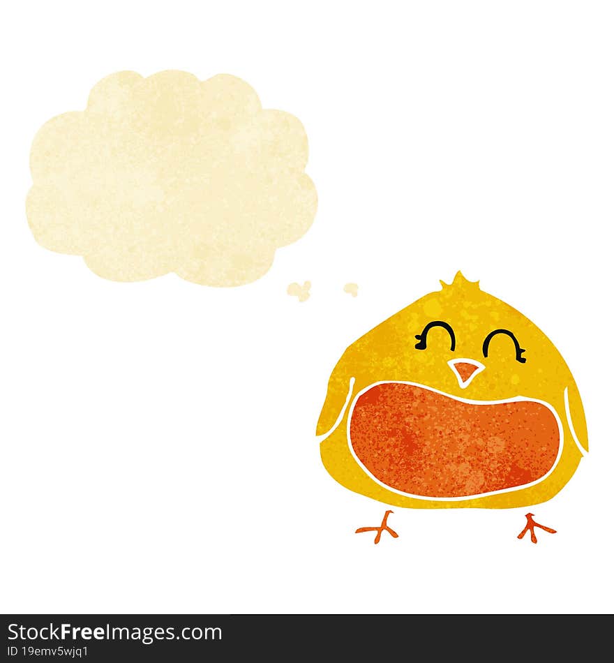 Cartoon Fat Bird With Thought Bubble