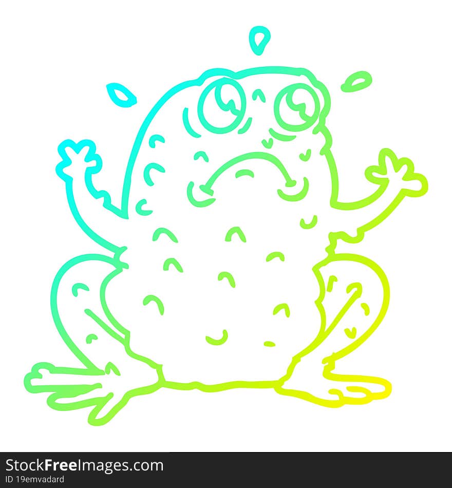 cold gradient line drawing cartoon nervous toad