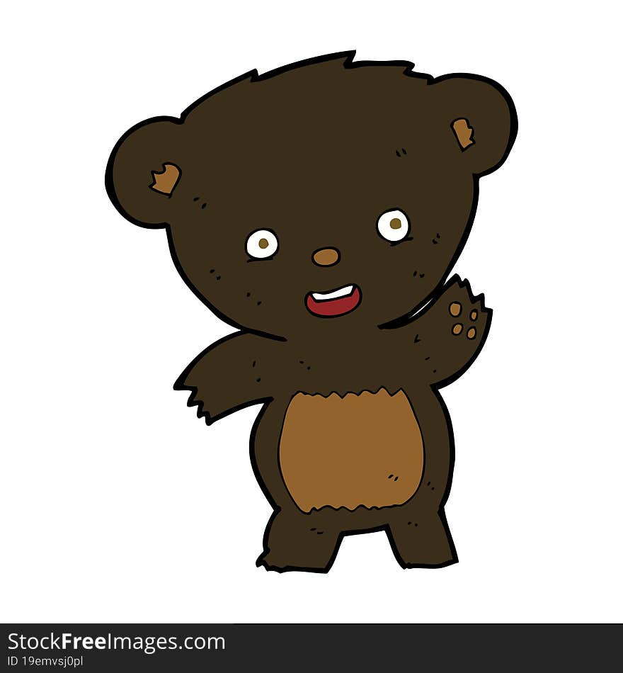 cartoon waving black bear