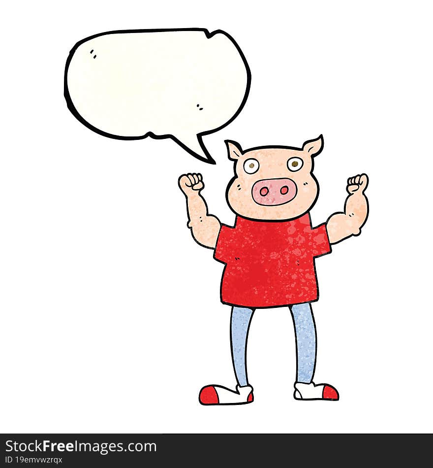 speech bubble textured cartoon pig man