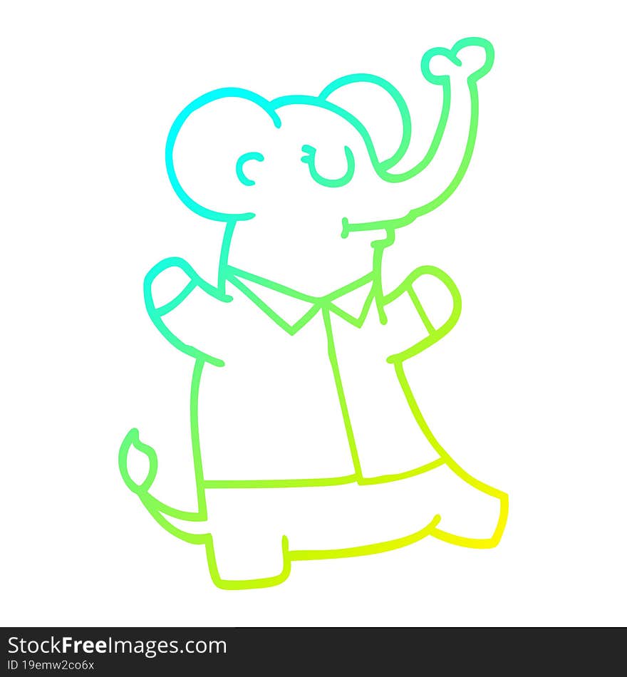 cold gradient line drawing cartoon elephant wearing shirt