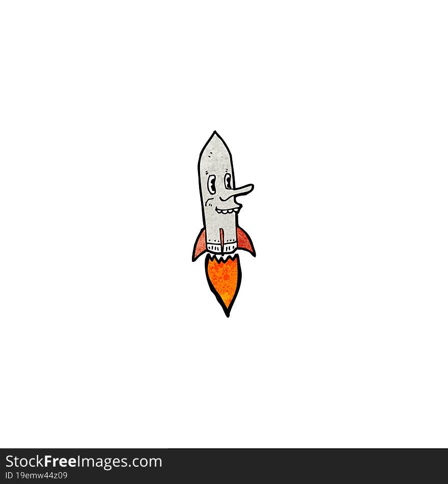 cartoon rocket with face