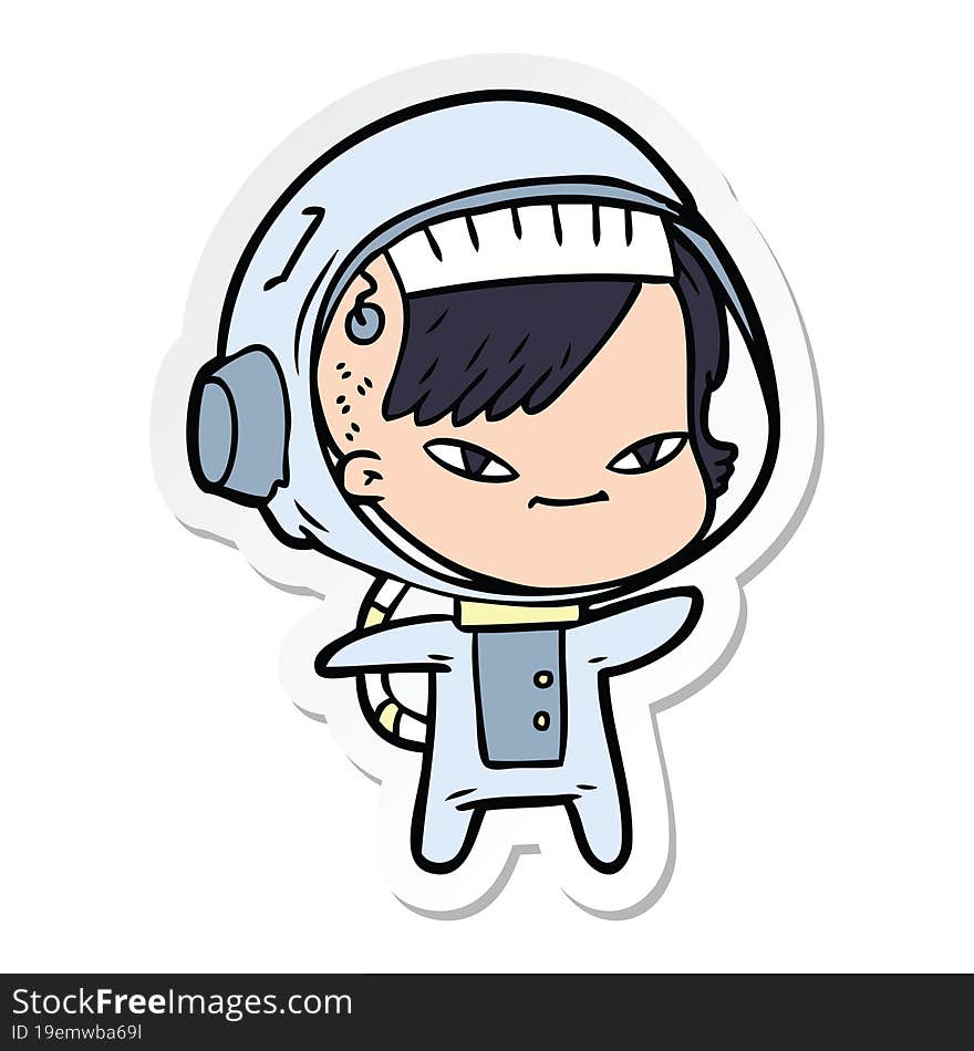 sticker of a cartoon astronaut woman