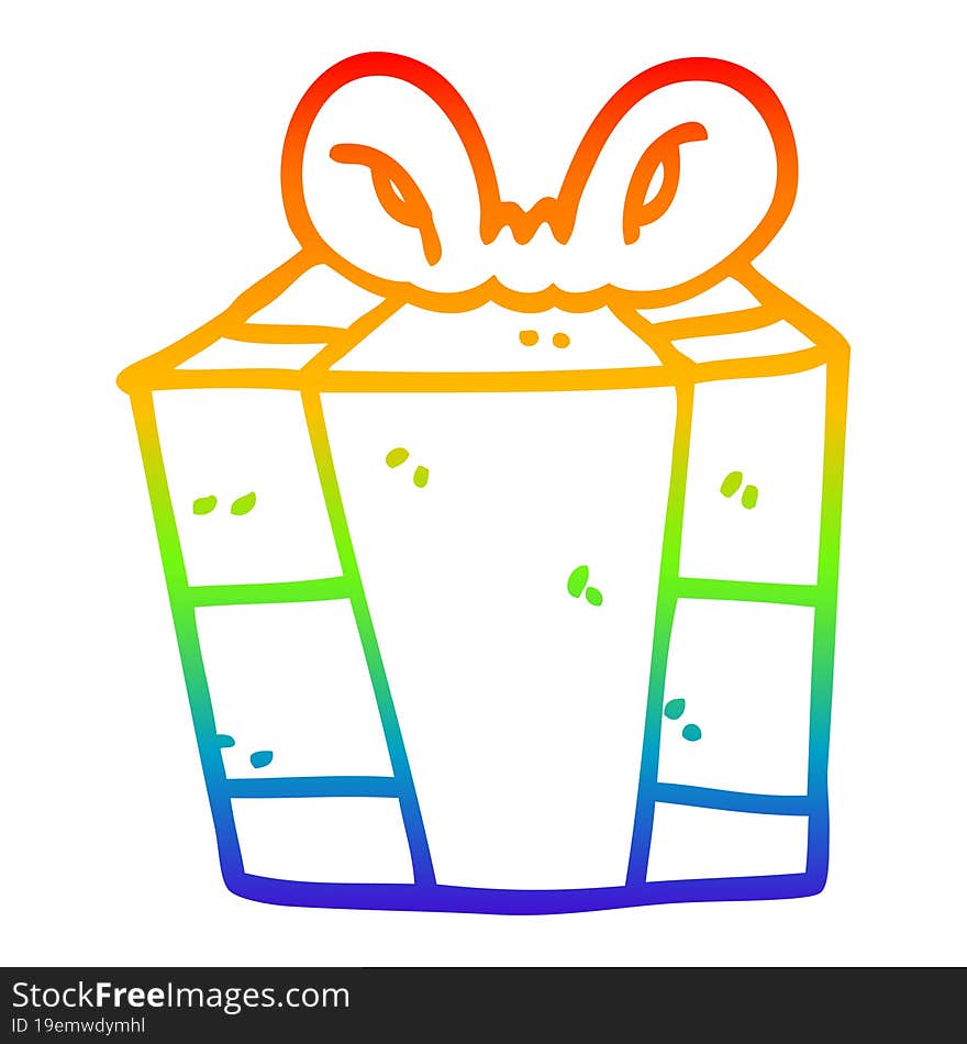 rainbow gradient line drawing of a cartoon present